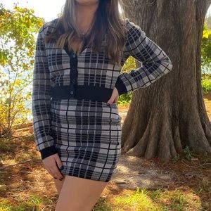 Plaid Cardigan and Mini Skirt Set